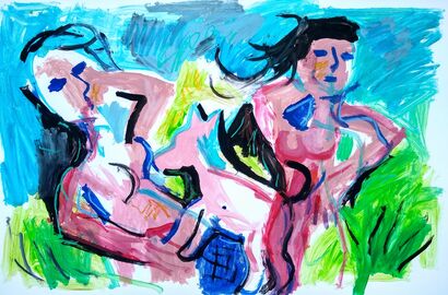 Woman and dog - a Paint Artowrk by Hugo Perez